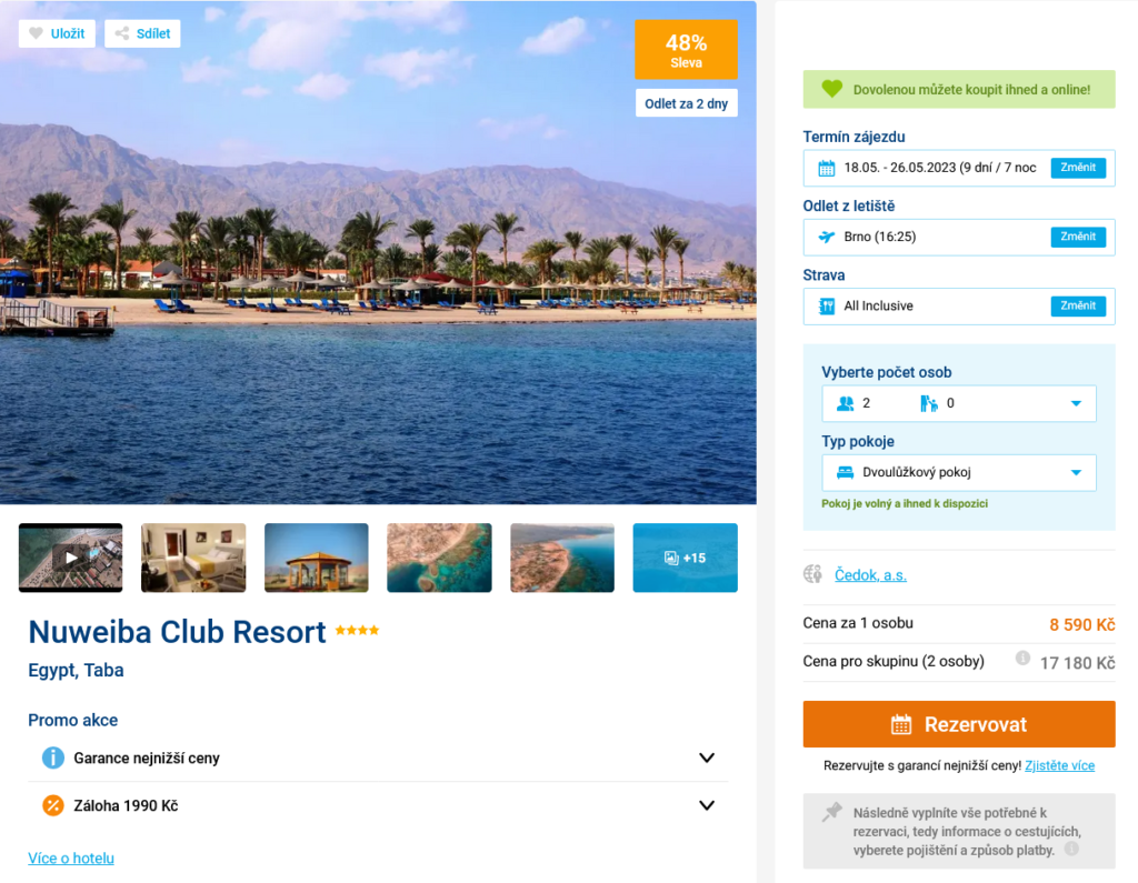 obrazek 100 - Úžasná last minute dovolená do Egypta: Taba, 9 dní v 4* hotelu s all inclusive za 8590 Kč!