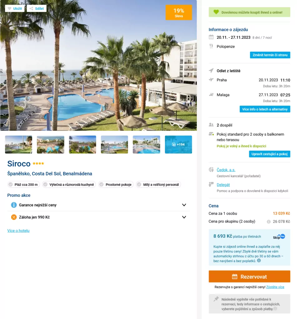 Levná dovolená v hotelu  Siroco - Španělsko, Costa Del Sol, Benalmádena