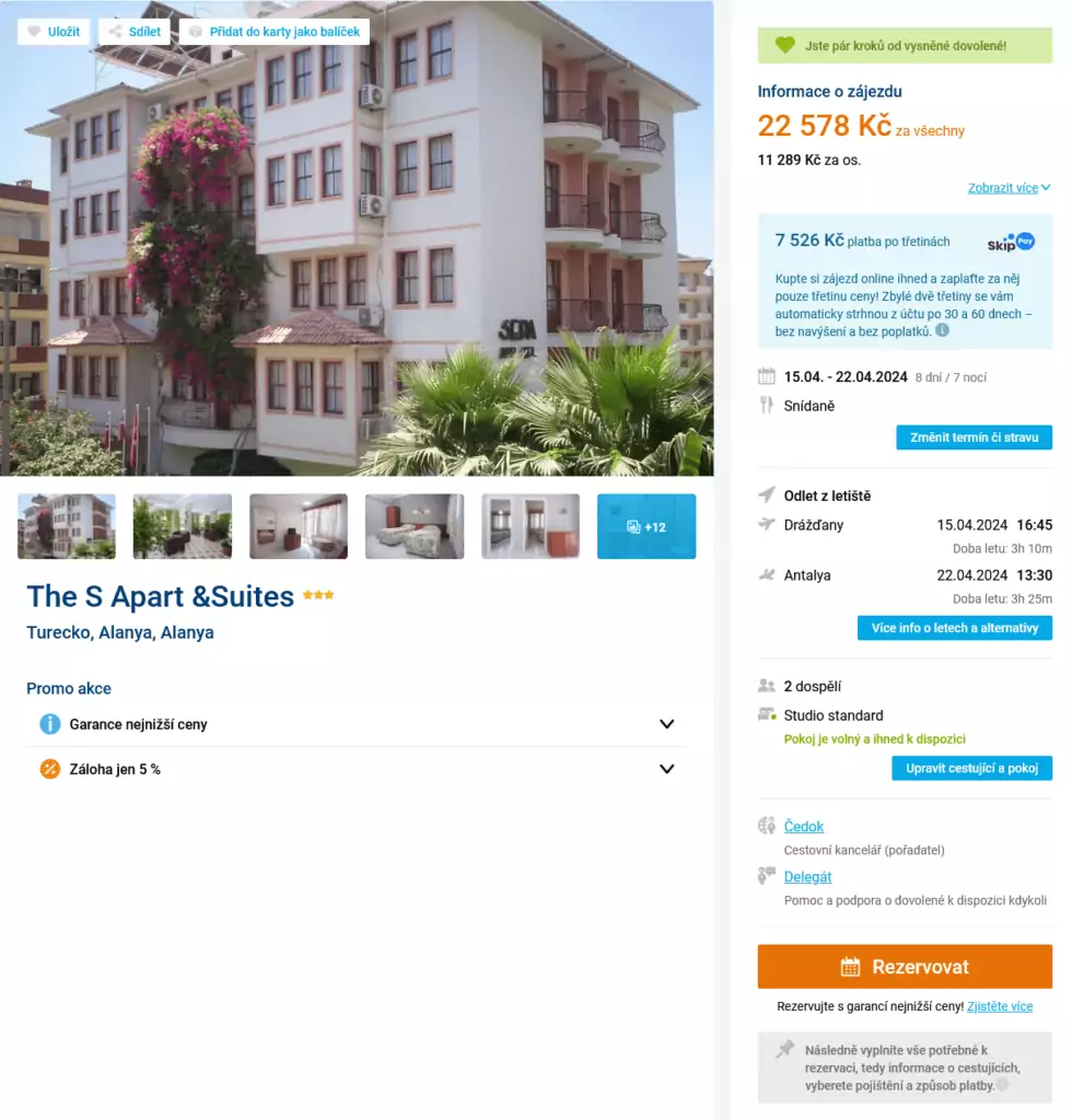 Levná dovolená ve 3* hotelu The S Apart &Suites - Turecko, Alanya