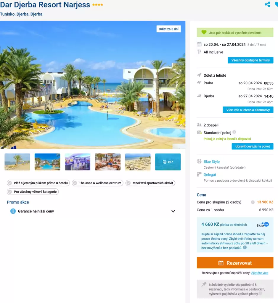 Levný zájezd do hotelu Dar Djerba Resort Narjess - Tunisko, Djerba