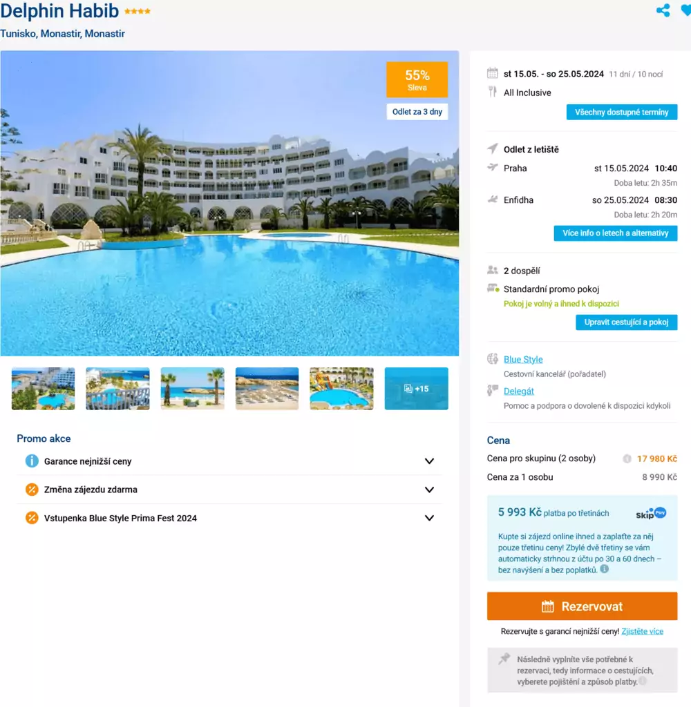 Levný zájezd do hotelu: Delphin Habib - Tunisko, Monastir,