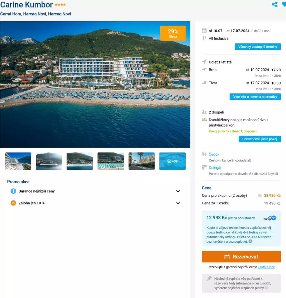 Levná dovolená ve 4* hotelu Carine Kumbor - Černá Hora, Herceg Novi,