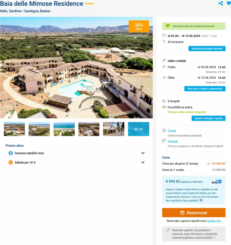 Levná dovolená v hotelu Baia delle Mimose Residence - Itálie, Sardinie, Badesi